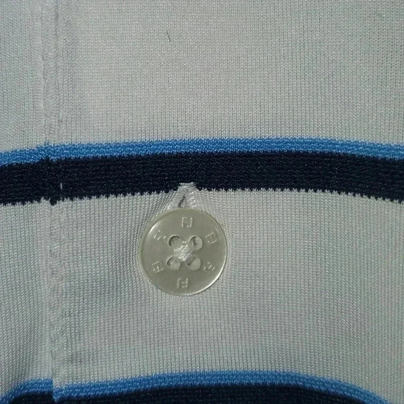 FootJoy FJ Golf Blue Striped Short Sleeve Polo Shirt Men's Size Large with Logo - Picture 5 of 13